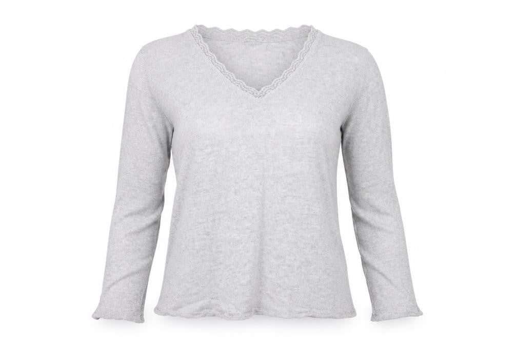 Stradivarius Womens Grey V-Neck  Acrylic Pullover Jumper Size M