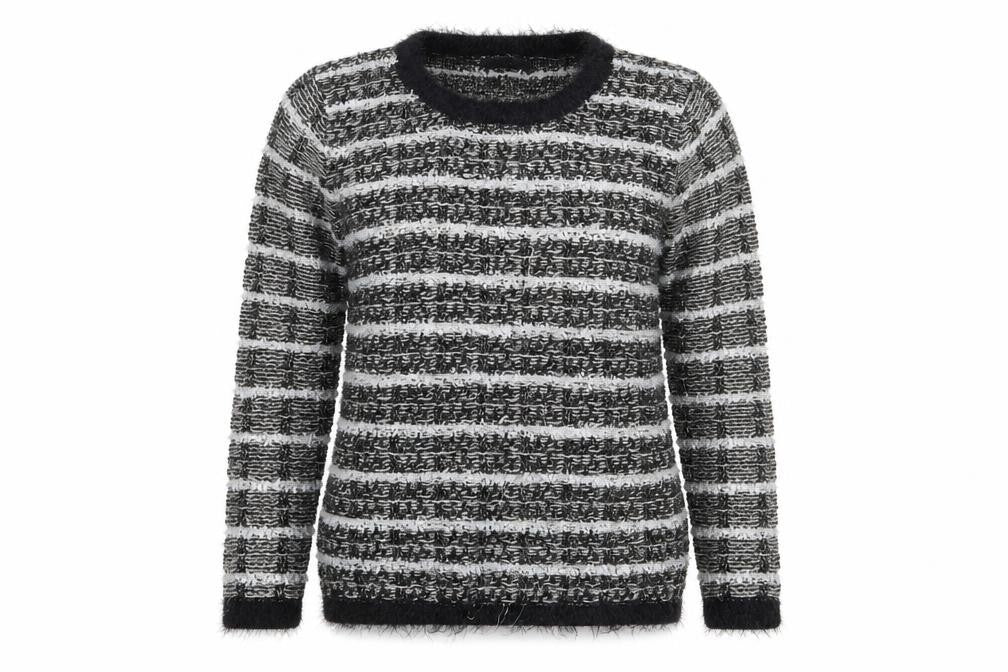 Allyson Womens Black Round Neck  Acrylic Pullover Jumper One Size