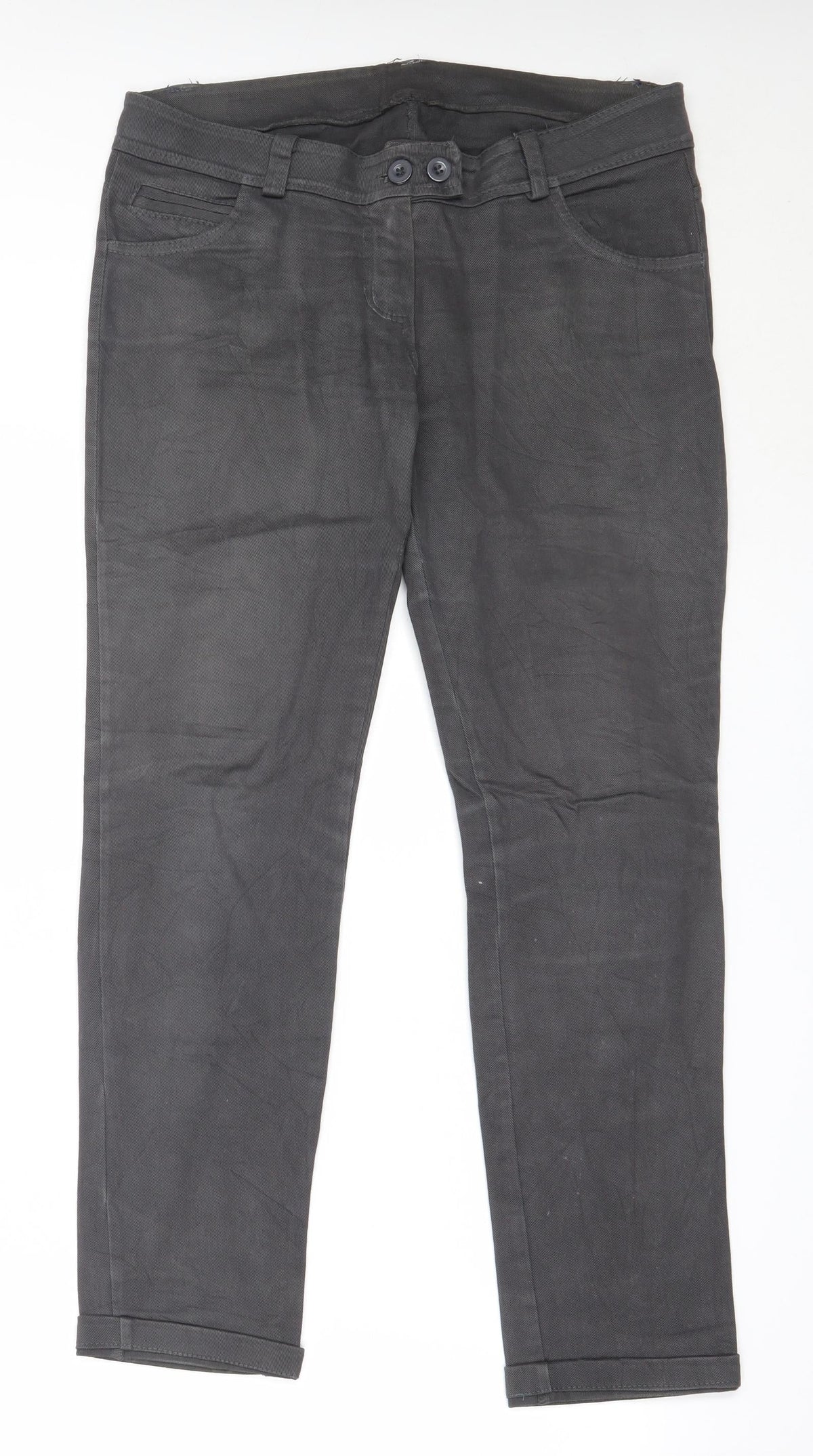Preworn Womens Grey  Cotton Trousers  Size M L28 in Regular