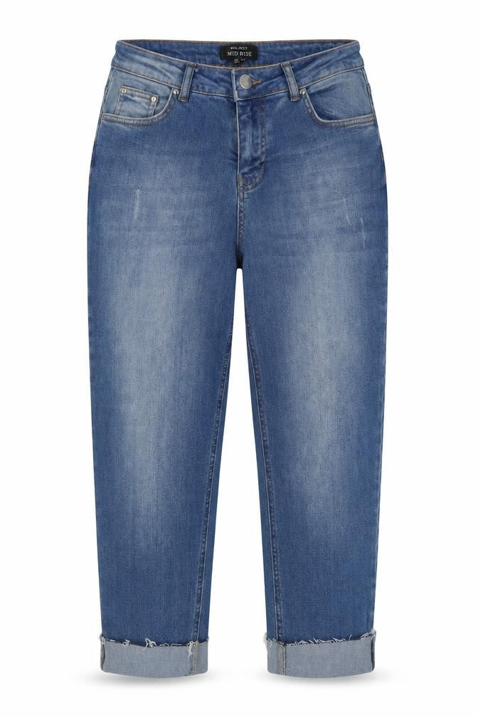 Select Womens Blue  Cotton Cropped Jeans Size 10 L24 in Regular Button
