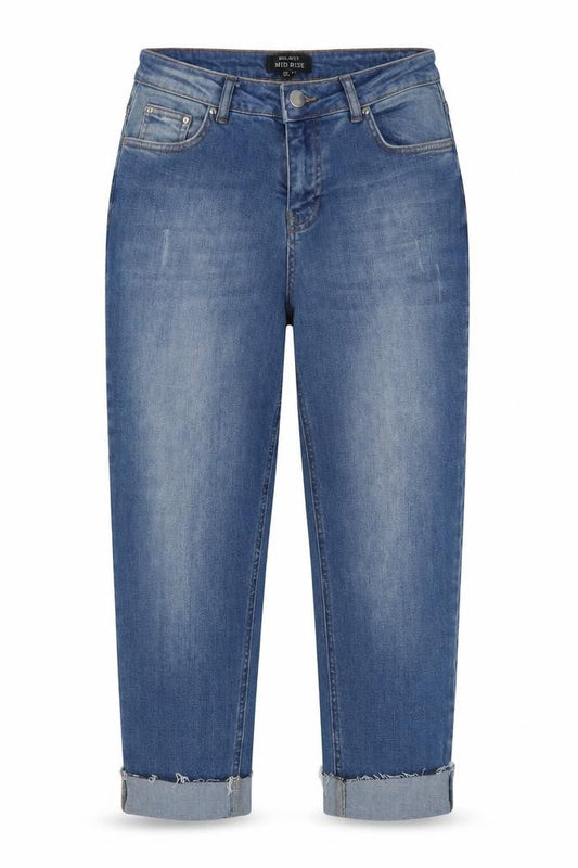 Select Womens Blue  Cotton Cropped Jeans Size 10 L24 in Regular Button