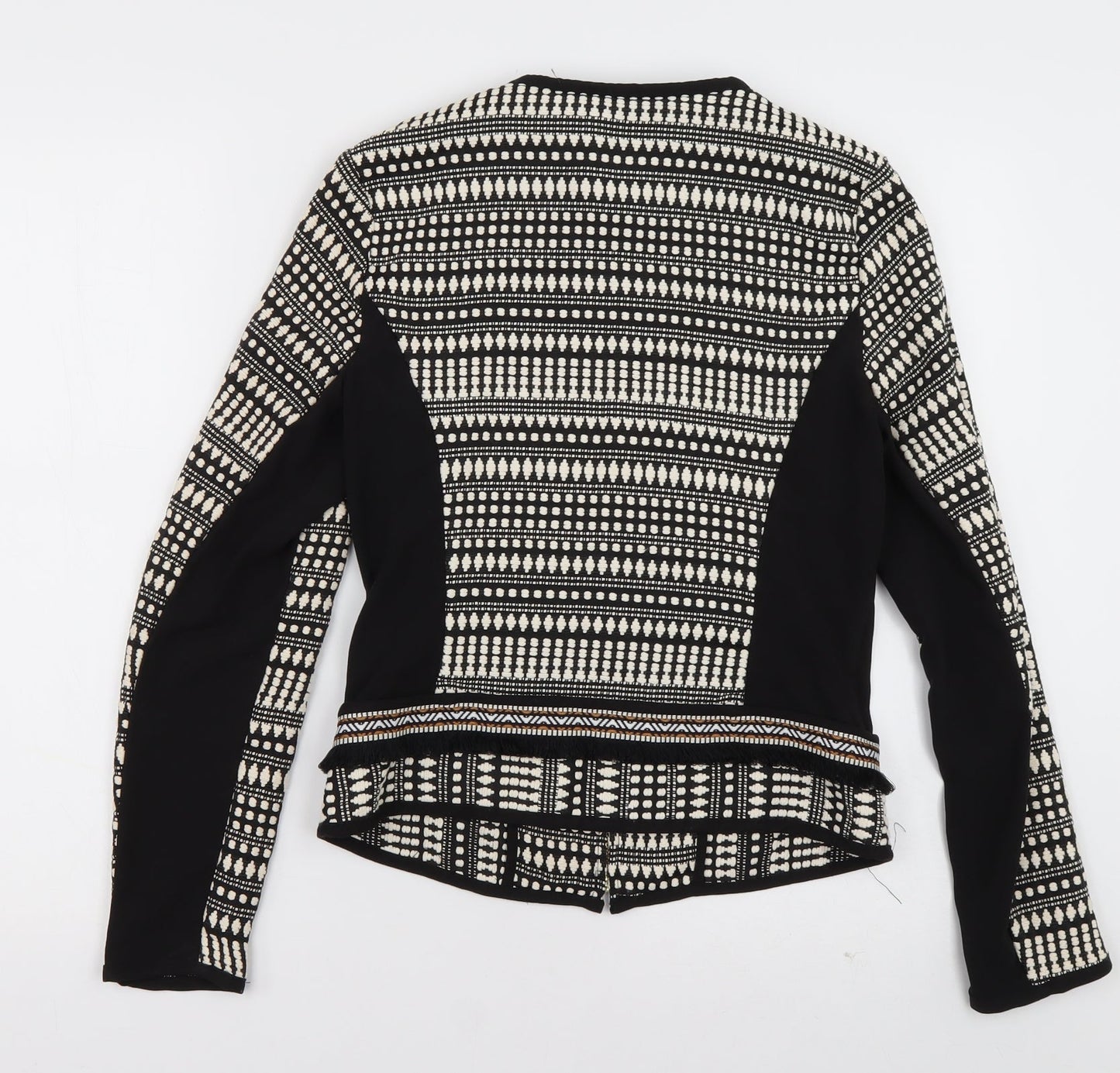 H&M Womens Black Geometric  Jacket  Size 6  Zip