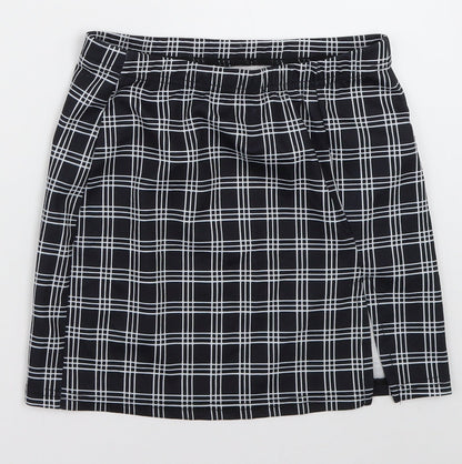 SHEIN Womens Blue Check Polyester A-Line Skirt Size XS