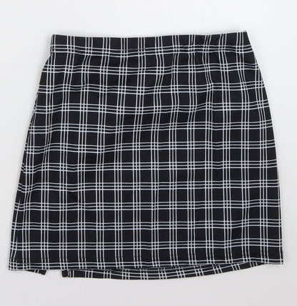 SHEIN Womens Blue Check Polyester A-Line Skirt Size XS