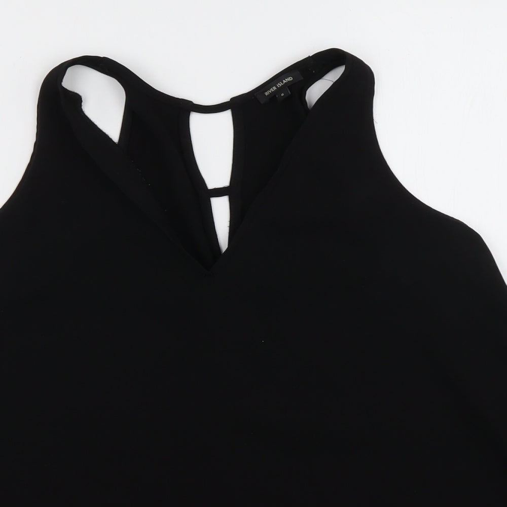 River Island Womens Black  Polyester Basic Tank Size 6 V-Neck