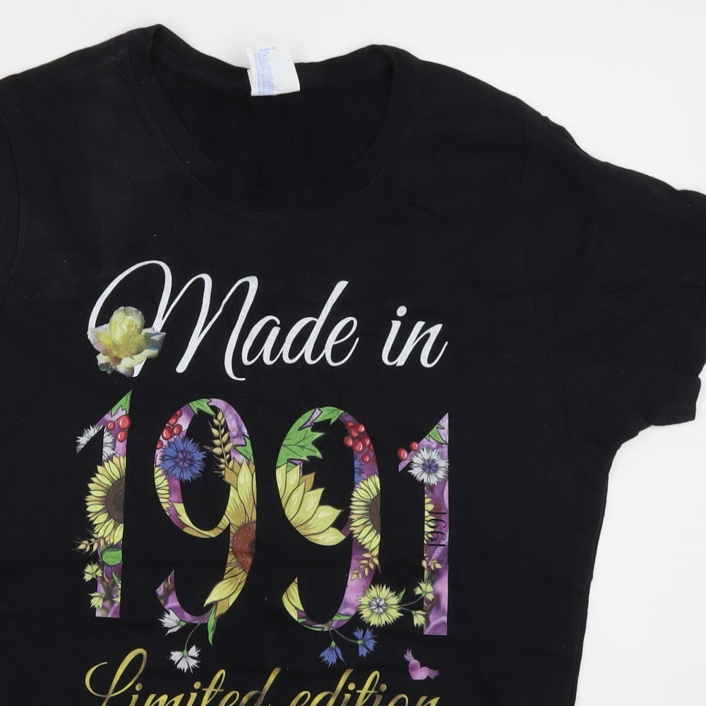 Port & Company Womens Black  Cotton Basic T-Shirt Size M Crew Neck - made in 1991