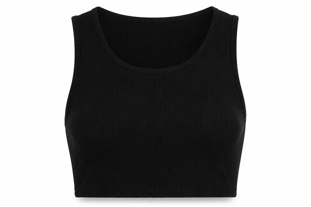 I SAW IT FIRST Womens Black  Polyester Cropped Tank Size 8 Scoop Neck