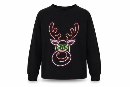 Next Girls Black  Cotton Basic Casual Size 7 Years Crew Neck Pullover - Reindeer