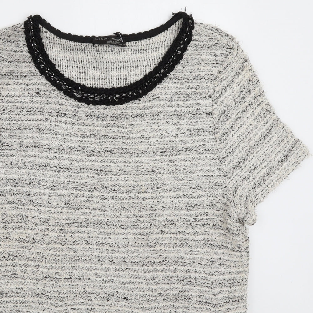 Zara Womens Beige  Cotton Pullover Sweatshirt Size S  Pullover