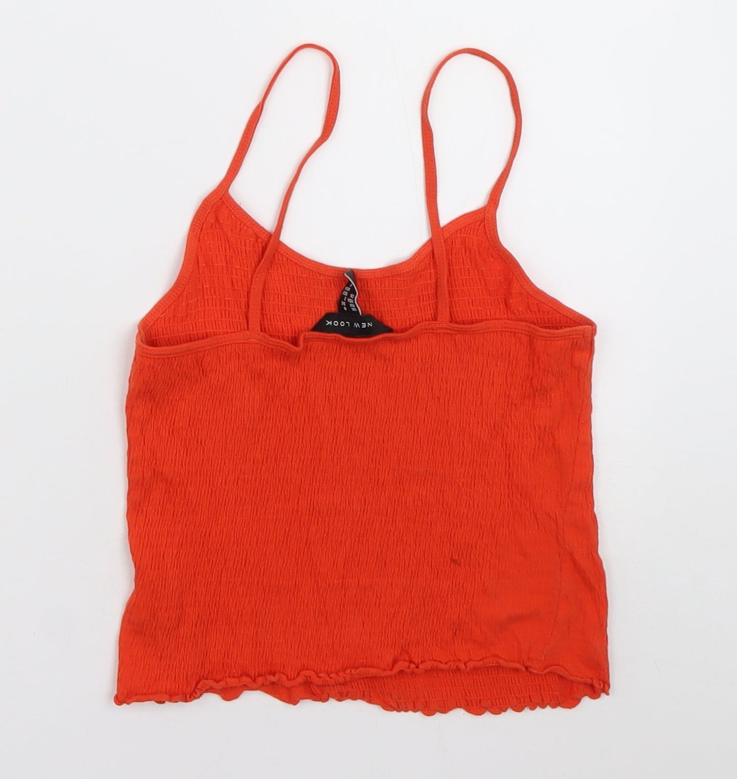 New Look Womens Orange  Cotton Cropped Tank Size 6 Square Neck