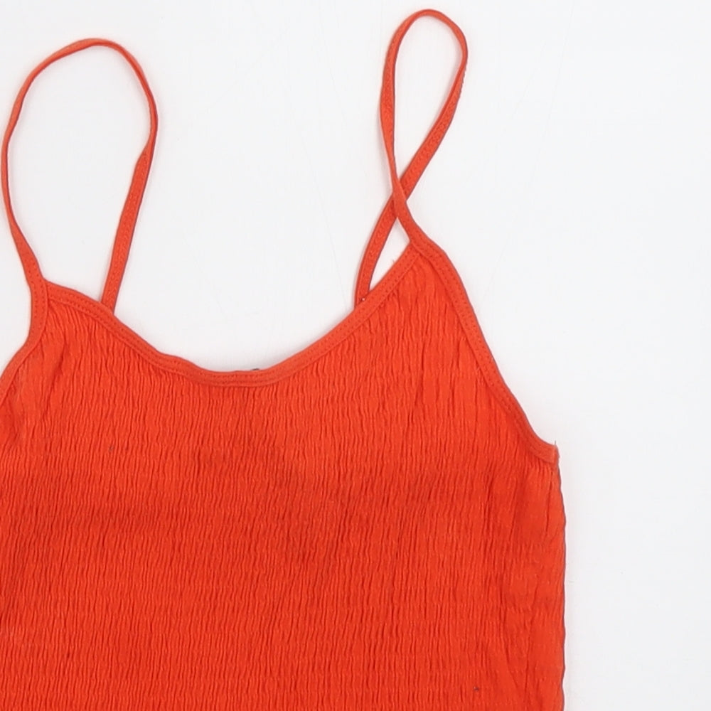 New Look Womens Orange  Cotton Cropped Tank Size 6 Square Neck