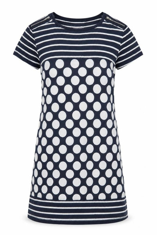 Next Womens Blue Polka Dot Viscose T-Shirt Dress  Size 10  Crew Neck Pullover