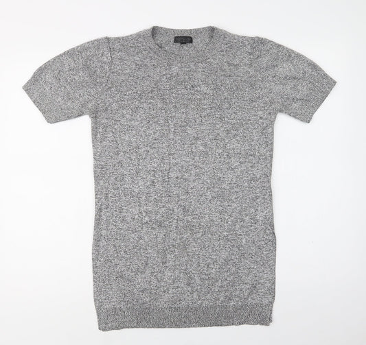 Topshop Womens Grey  Viscose Tunic Blouse Size 10 Crew Neck