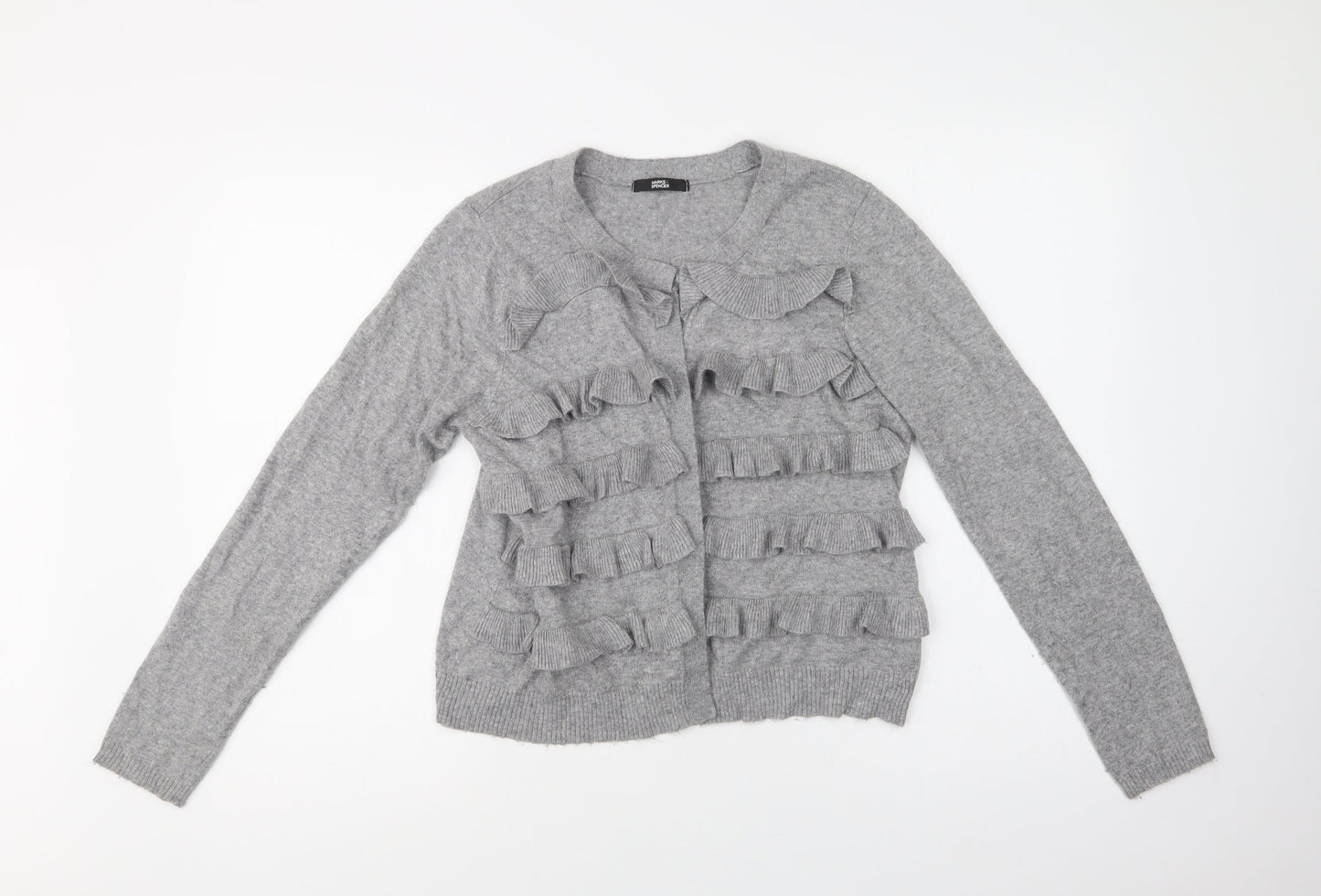 M&S Womens Grey Round Neck  Polyamide Cardigan Jumper Size 14