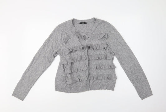 M&S Womens Grey Round Neck  Polyamide Cardigan Jumper Size 14