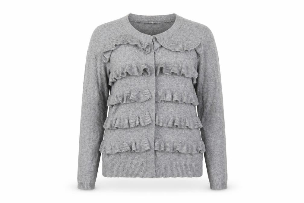 Marks & Spencer Womens Grey Round Neck  Polyamide Cardigan Jumper Size 14