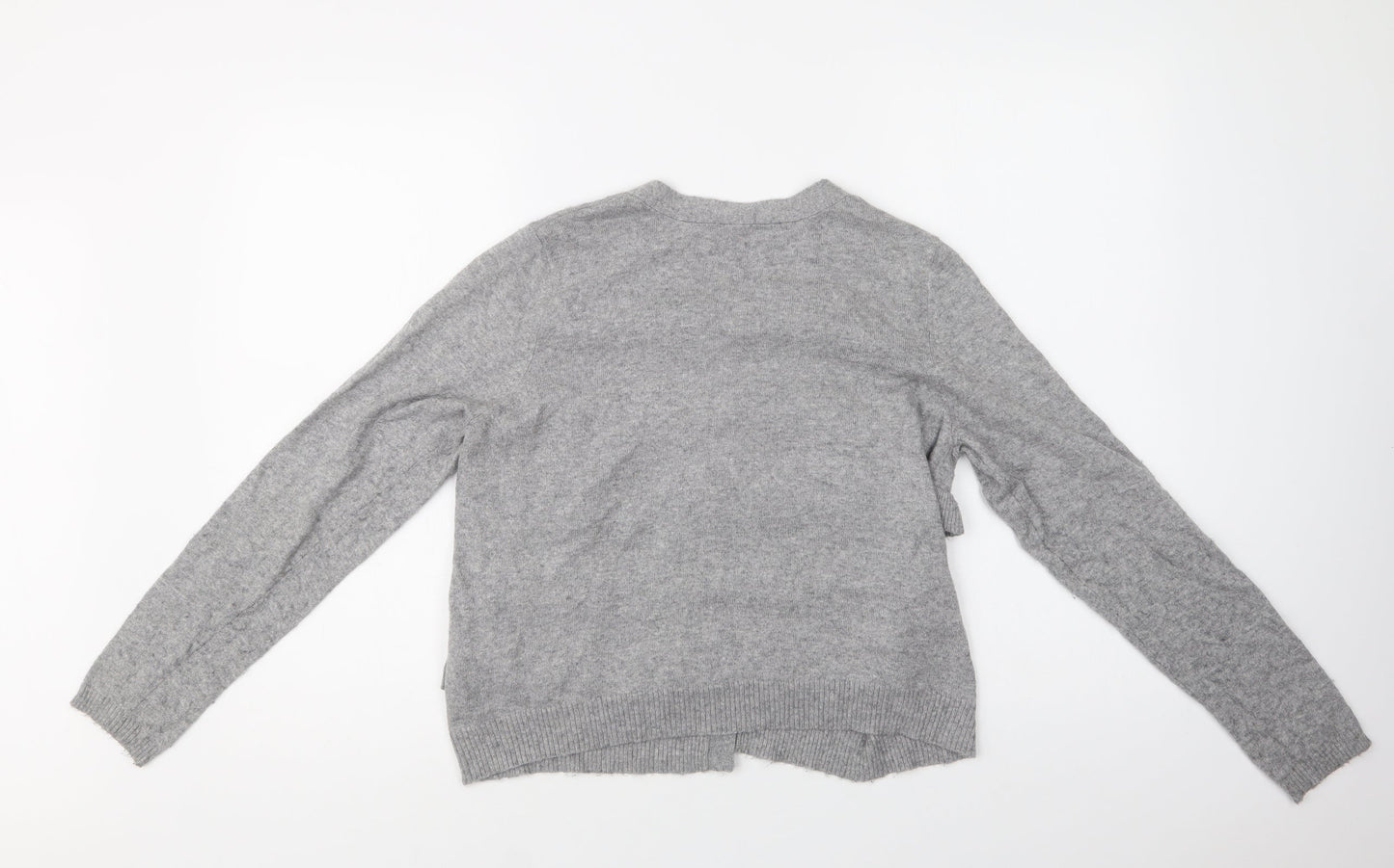 M&S Womens Grey Round Neck  Polyamide Cardigan Jumper Size 14