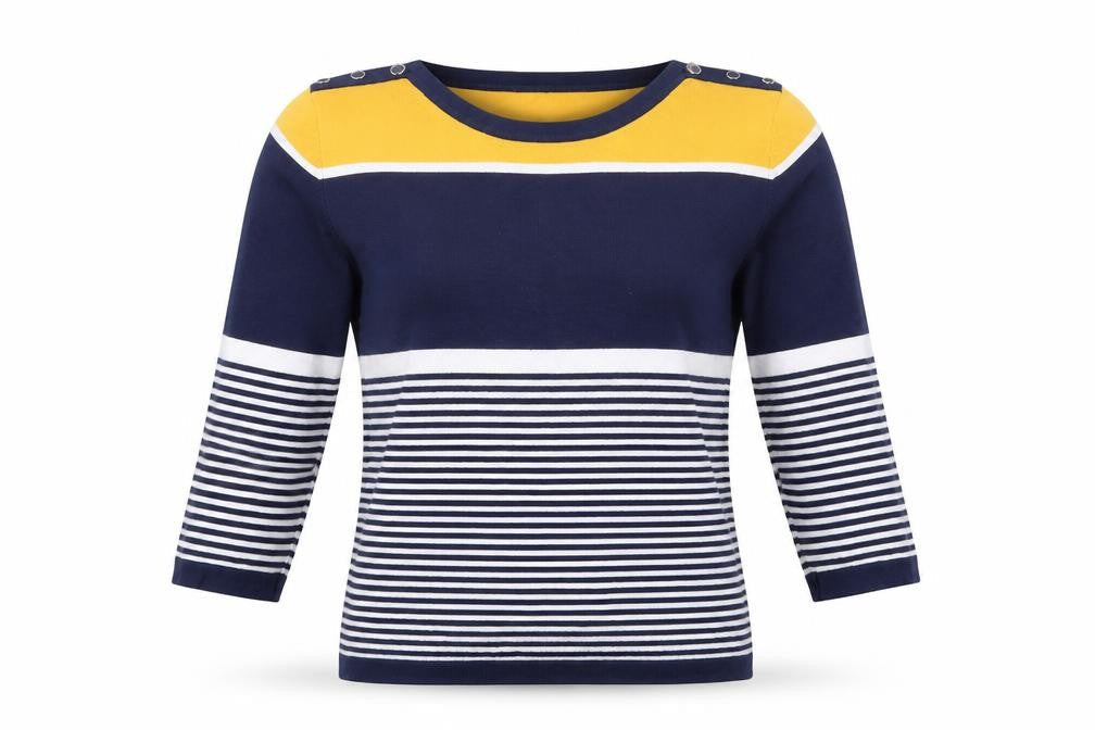 Preworn Womens Blue Boat Neck Striped  Pullover Jumper Size L