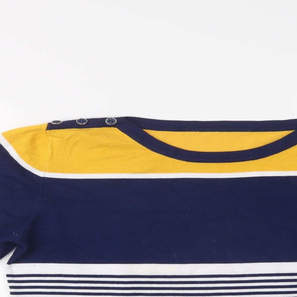 Preworn Womens Blue Boat Neck Striped  Pullover Jumper Size L