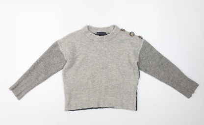Marks & Spencer Womens Grey Crew Neck  Acrylic Pullover Jumper Size S