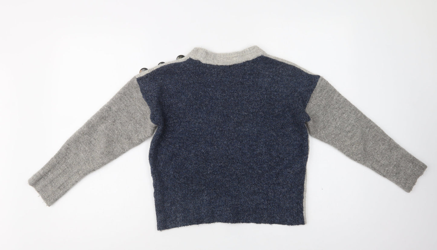 M&S Womens Grey Crew Neck  Acrylic Pullover Jumper Size S