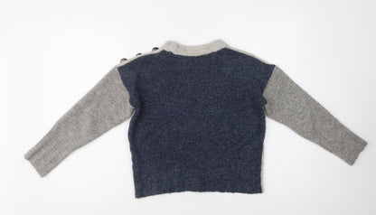 Marks & Spencer Womens Grey Crew Neck  Acrylic Pullover Jumper Size S