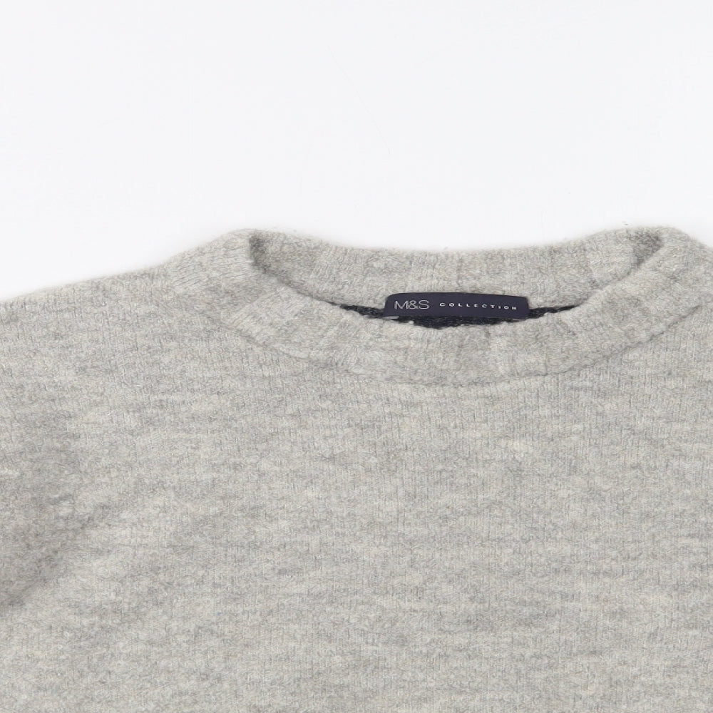 M&S Womens Grey Crew Neck  Acrylic Pullover Jumper Size S