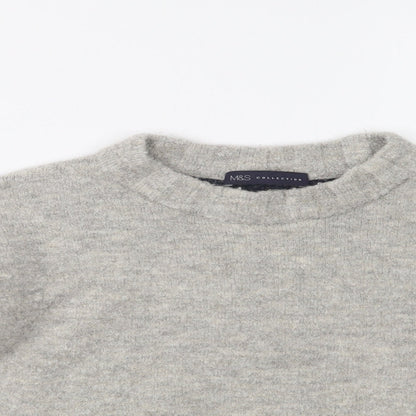 Marks & Spencer Womens Grey Crew Neck  Acrylic Pullover Jumper Size S
