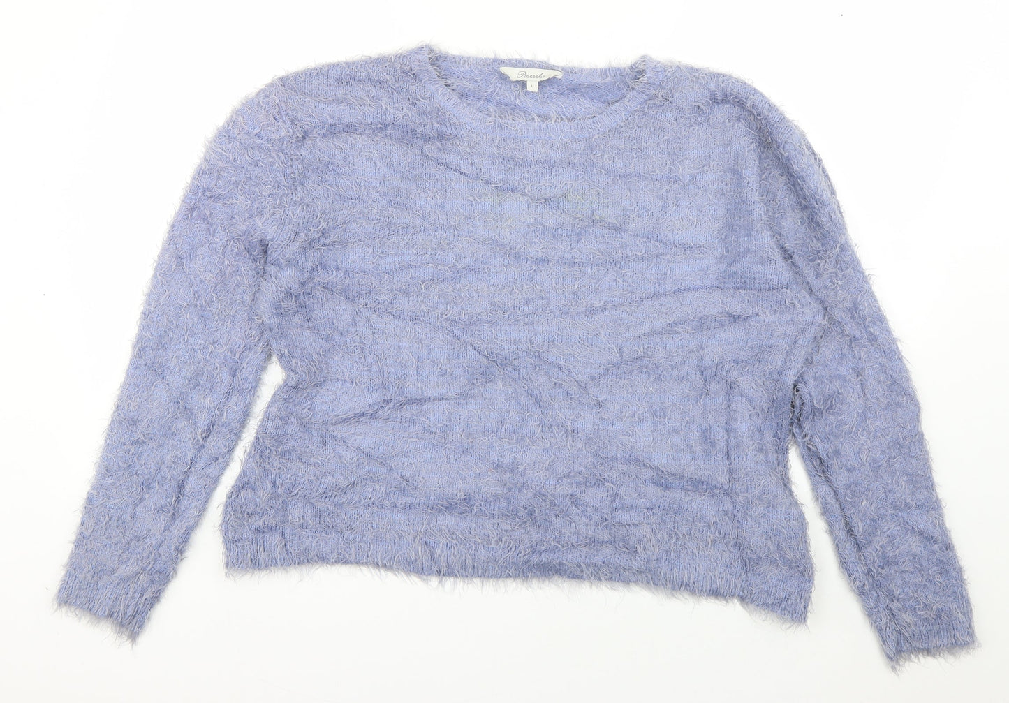 Peacocks Womens Blue Boat Neck  Nylon Pullover Jumper Size L