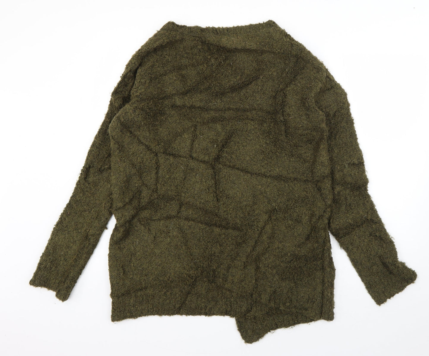 Topshop Womens Green Boat Neck  Acrylic Cardigan Jumper Size 8