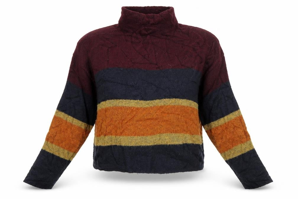 New Look Womens Multicoloured High Neck Striped Acrylic Pullover Jumper Size S