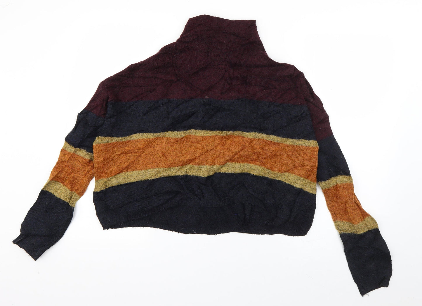 New Look Womens Multicoloured High Neck Striped Acrylic Pullover Jumper Size S