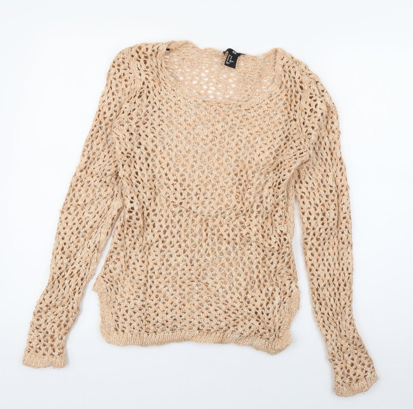 H&M Womens Orange Round Neck  Acrylic Pullover Jumper Size XS