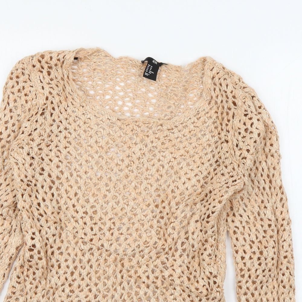 H&M Womens Orange Round Neck  Acrylic Pullover Jumper Size XS