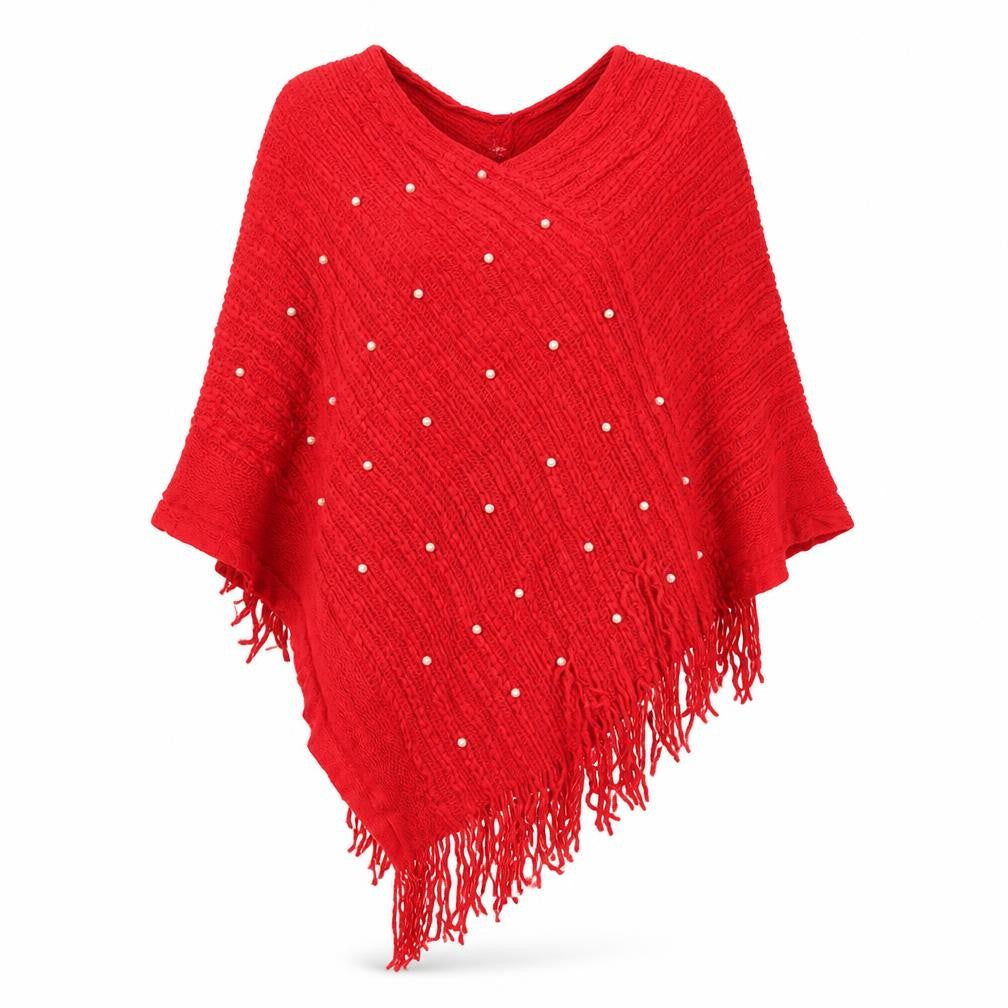Koopoi Womens Red Round Neck  Acrylic Pullover Jumper One Size