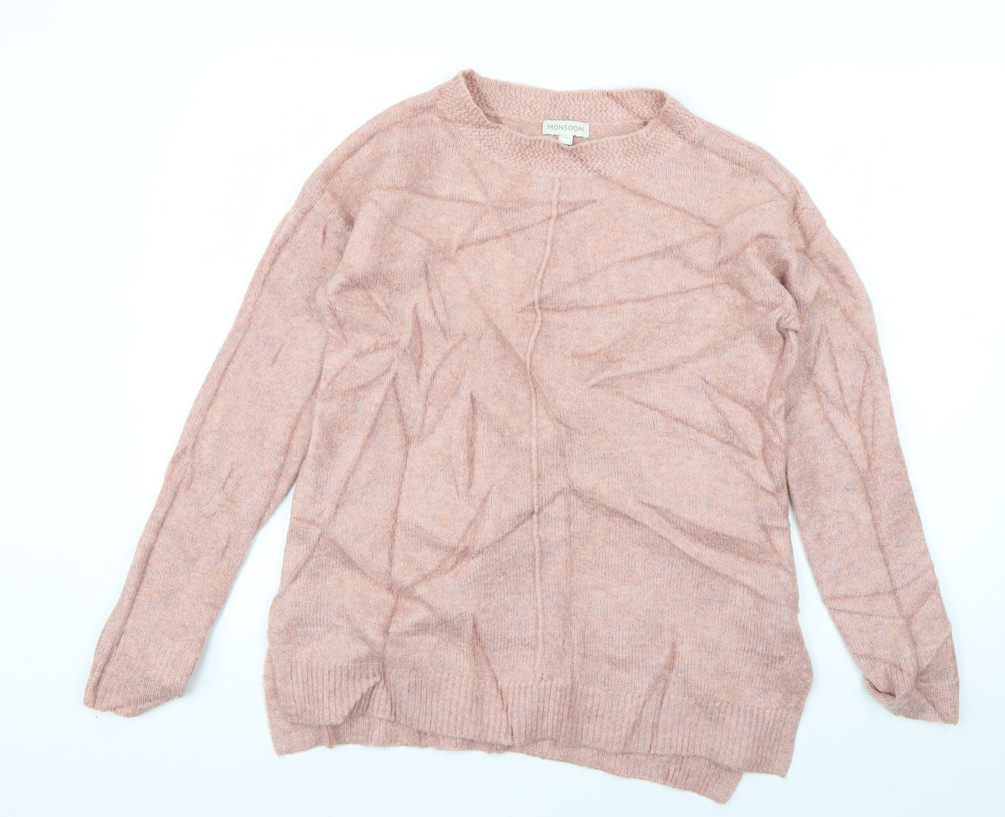 Monsoon Womens Pink Crew Neck  Acrylic Pullover Jumper Size S