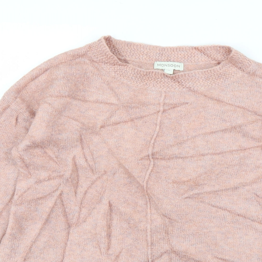 Monsoon Womens Pink Crew Neck  Acrylic Pullover Jumper Size S