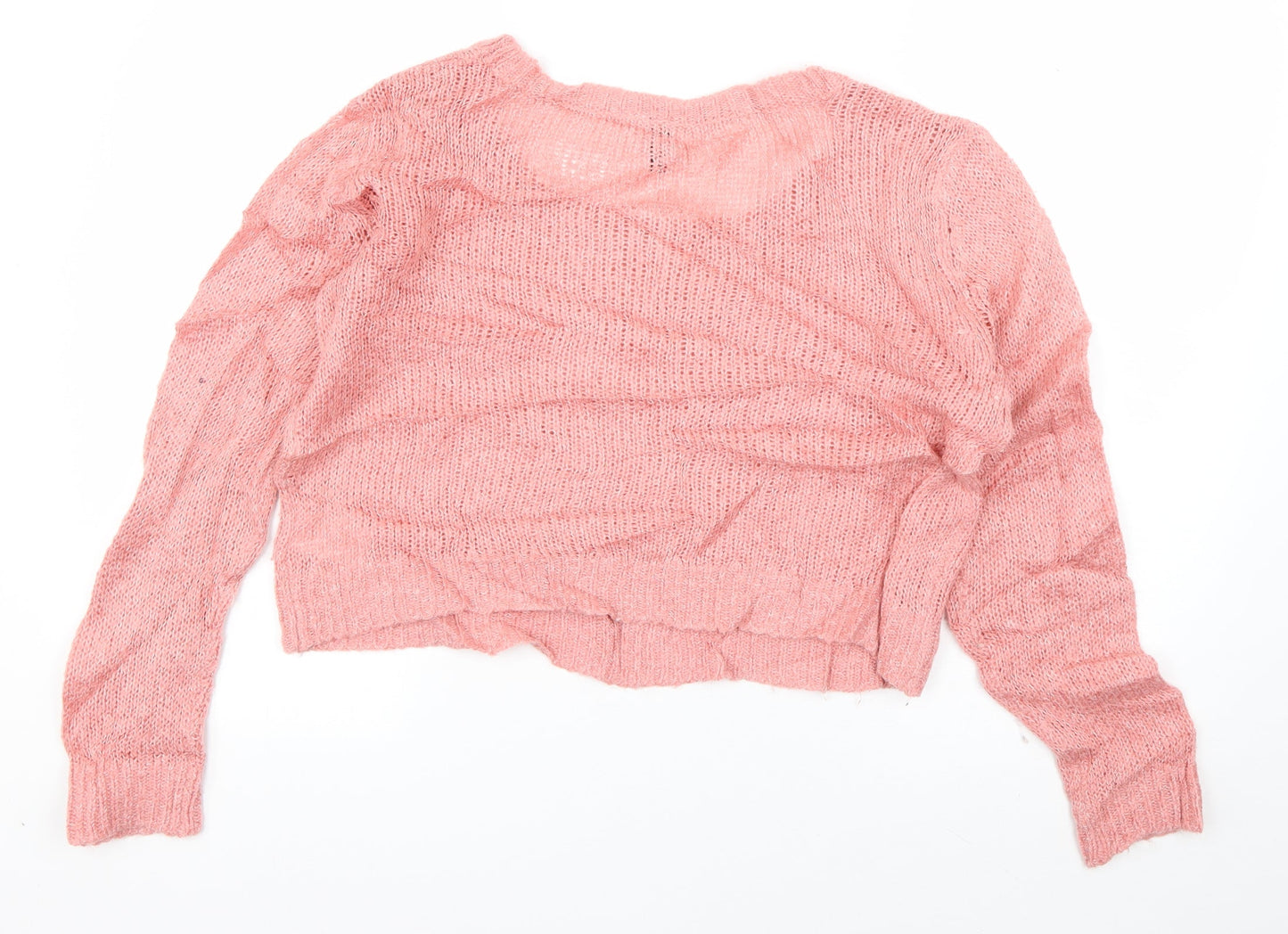 Divided Womens Pink Scoop Neck  Acrylic Pullover Jumper Size 10
