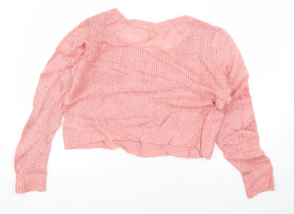 Divided Womens Pink Scoop Neck  Acrylic Pullover Jumper Size 10