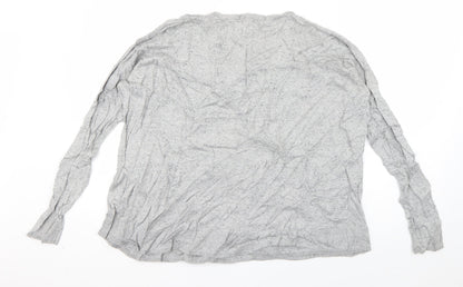 Mango Womens Grey Round Neck  Cotton Pullover Jumper Size M