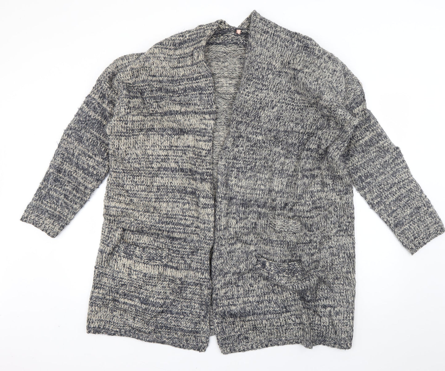 Preworn Womens Blue V-Neck  Wool Cardigan Jumper Size S
