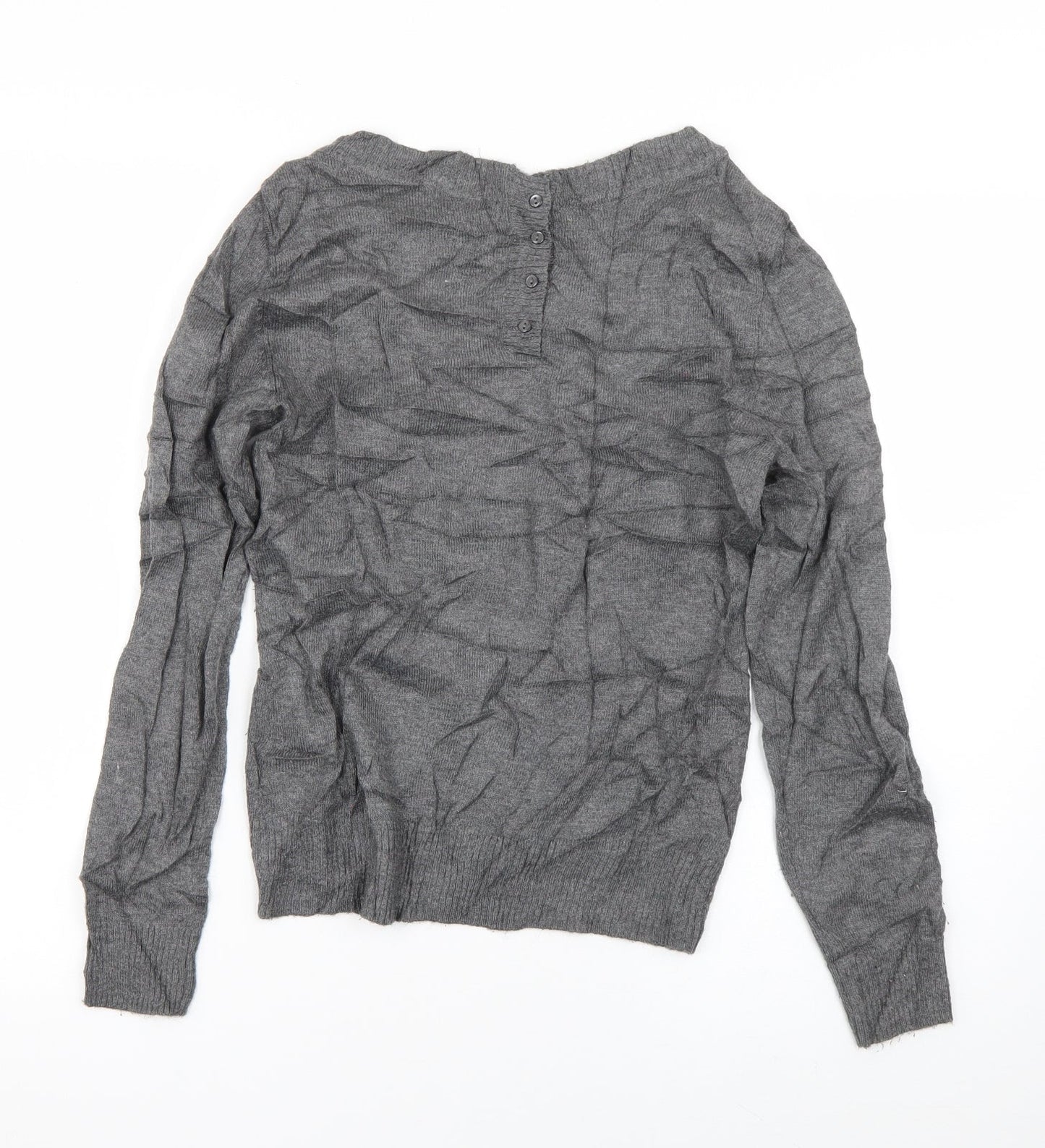 H&M Womens Grey Boat Neck  Polyamide Pullover Jumper Size XS