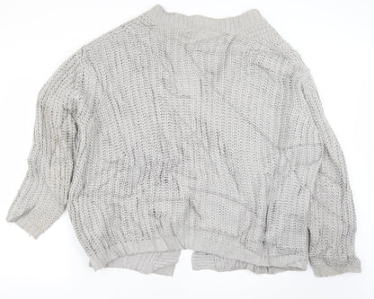 Millennium Womens Grey V-Neck  Acrylic Pullover Jumper One Size