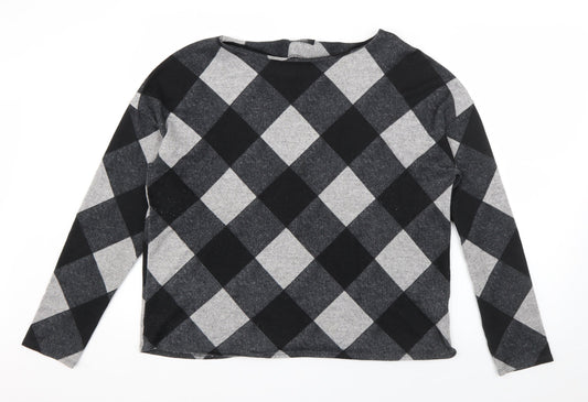 F&F Womens Grey Check Polyester Pullover Sweatshirt Size 14  Pullover