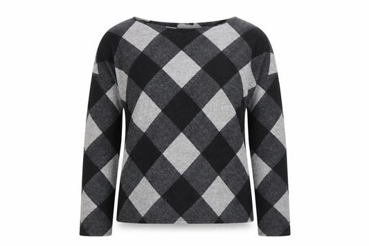 F&F Womens Grey Check Polyester Pullover Sweatshirt Size 14  Pullover