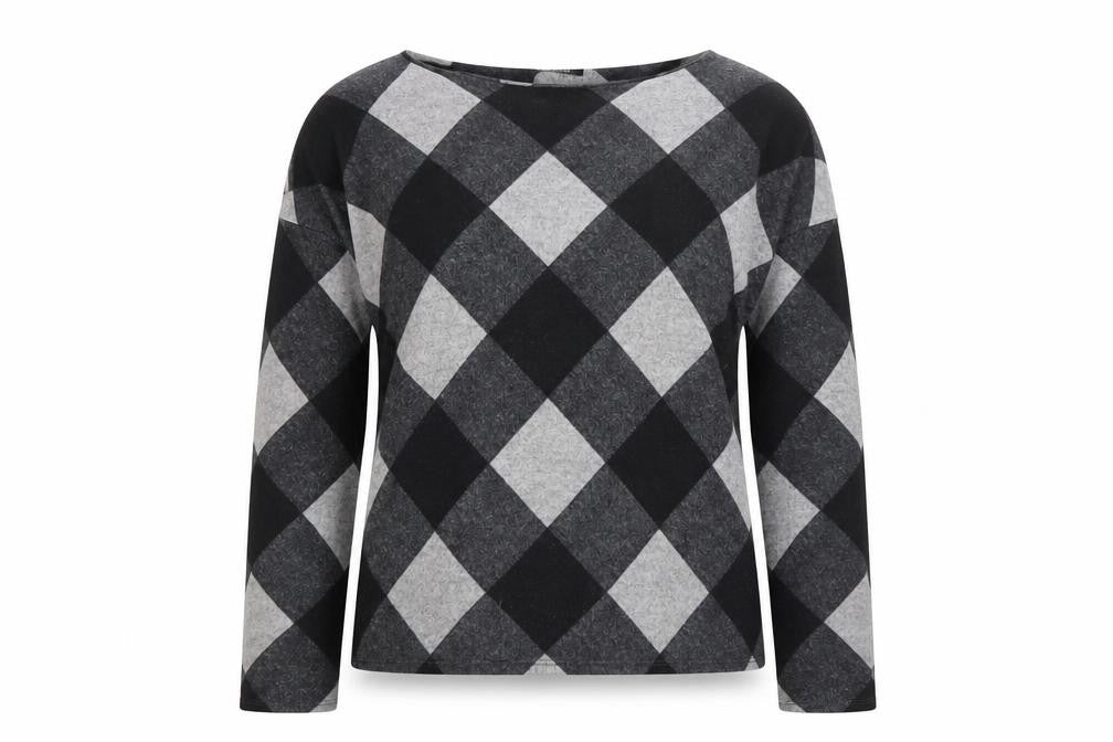 F&F Womens Grey Check Polyester Pullover Sweatshirt Size 14  Pullover