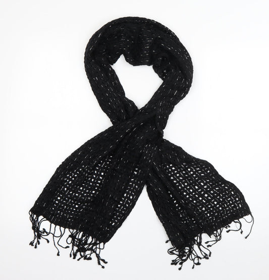 Preworn Womens Black  Acrylic  Scarf    - open knit