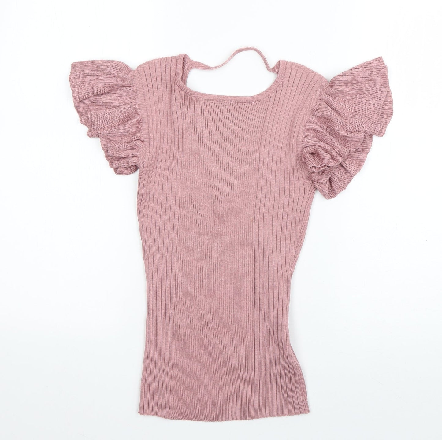 Apricot Womens Pink Boat Neck  Viscose Pullover Jumper Size 10   - open back