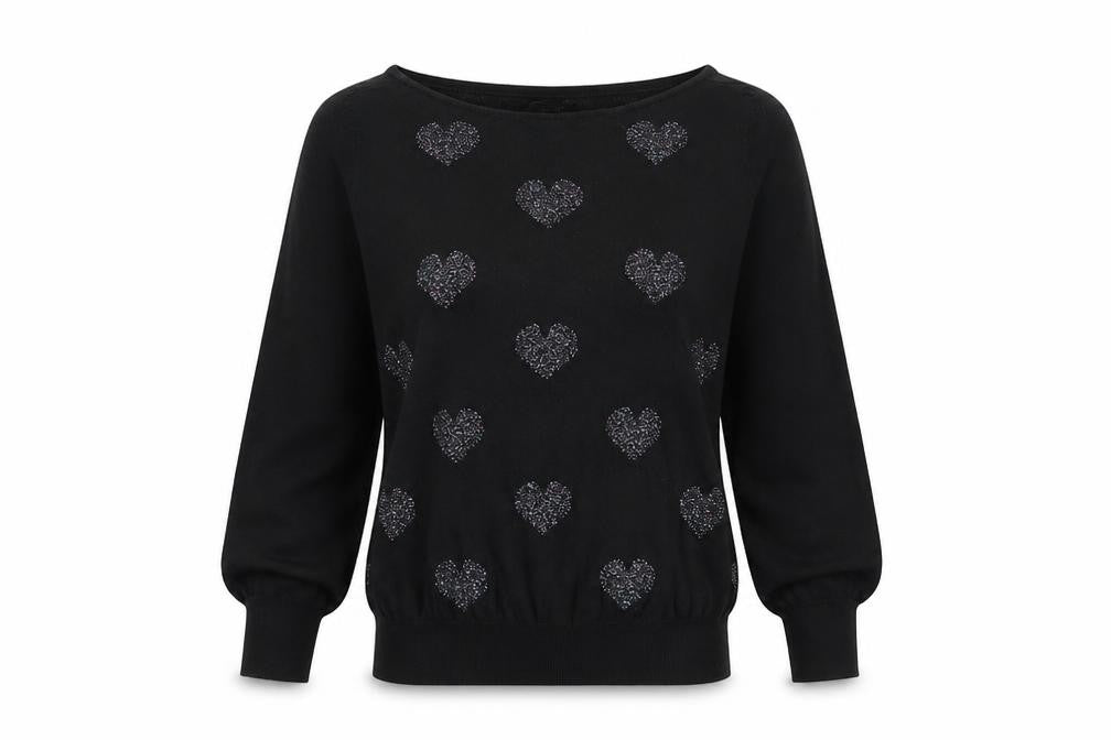 NEXT Womens Black High Neck Geometric Cotton Pullover Jumper Size 6