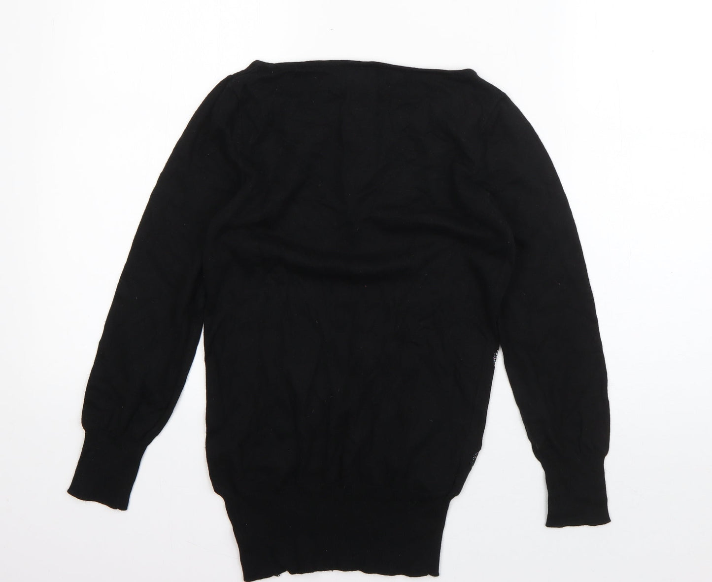 NEXT Womens Black High Neck Geometric Cotton Pullover Jumper Size 6